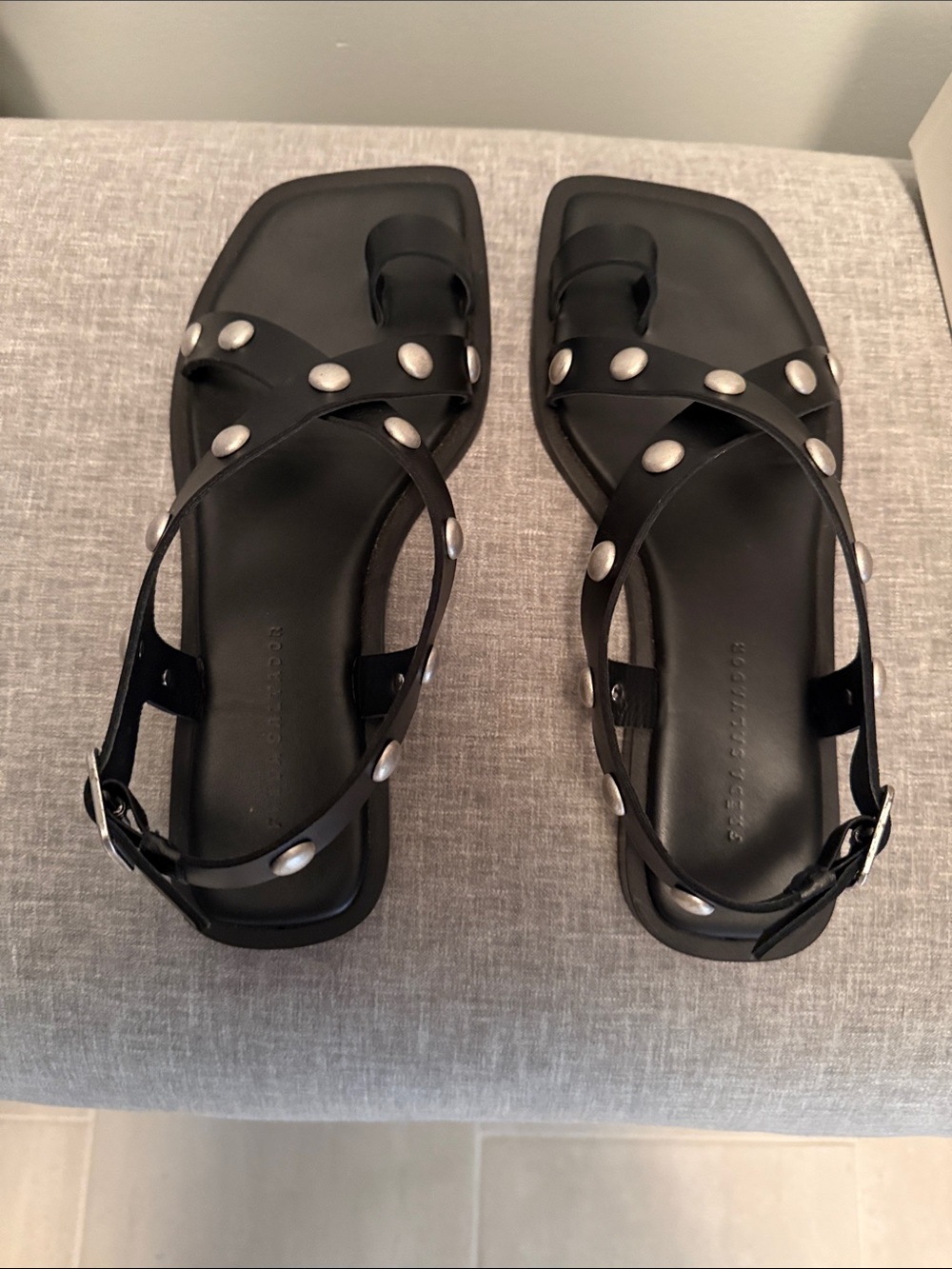 Freda Salvador Black Studded Leather Sandals